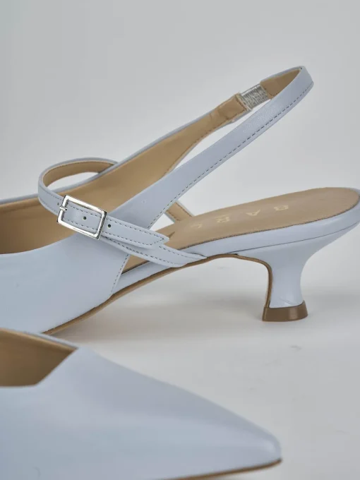 Décolleté e slingback tacco 4cm pelle azzurro
