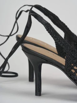 Décolleté e slingback tacco 7cm pelle nero