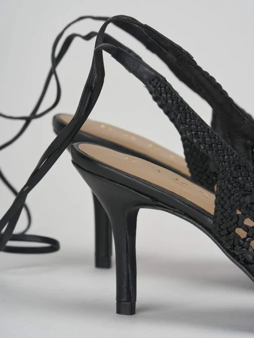 Décolleté e slingback tacco 7cm pelle nero