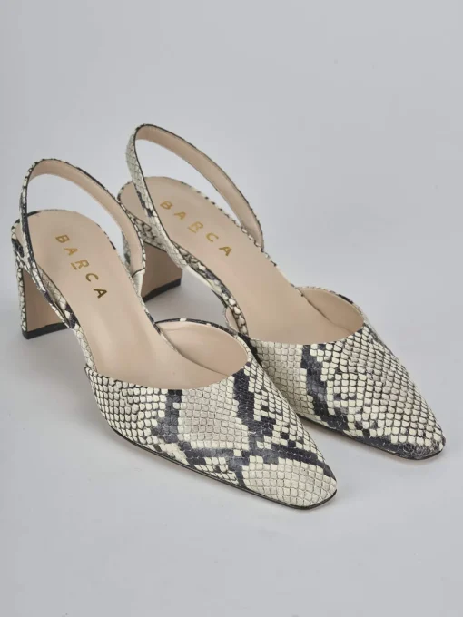 Décolleté e slingback tacco 6cm pitone beige