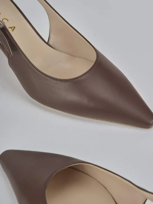 Décolleté e slingback tacco 6cm pelle testa