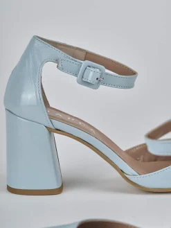 Décolleté e slingback tacco 7cm pelle azzurro
