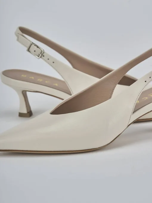 Décolleté e slingback tacco 5cm pelle beige