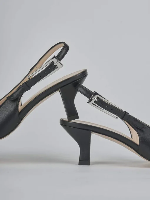 Décolleté e slingback tacco 6cm pelle nero