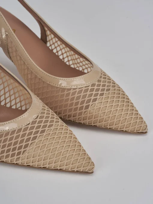 Décolleté e slingback tacco 7cm pelle beige
