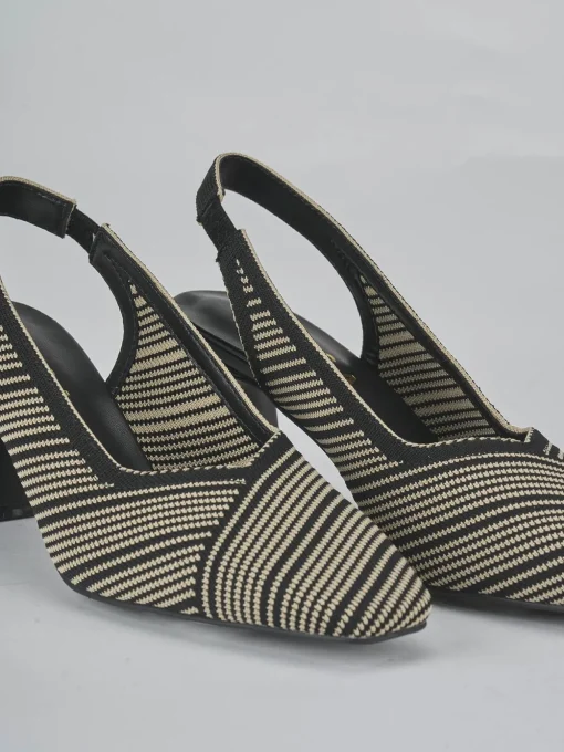 Décolleté e slingback tacco 7cm pelle nero