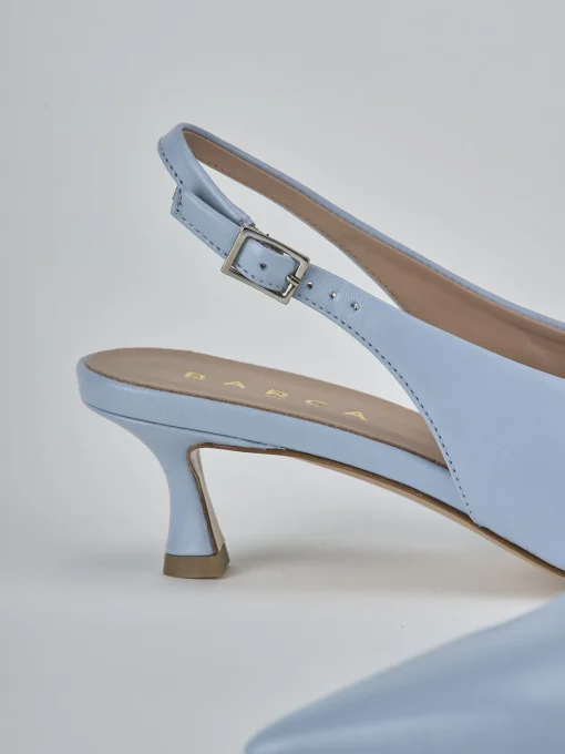 Décolleté e slingback tacco 5cm pelle azzurro