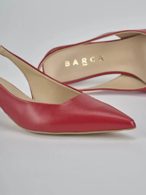Décolleté e slingback tacco 4cm pelle rosso