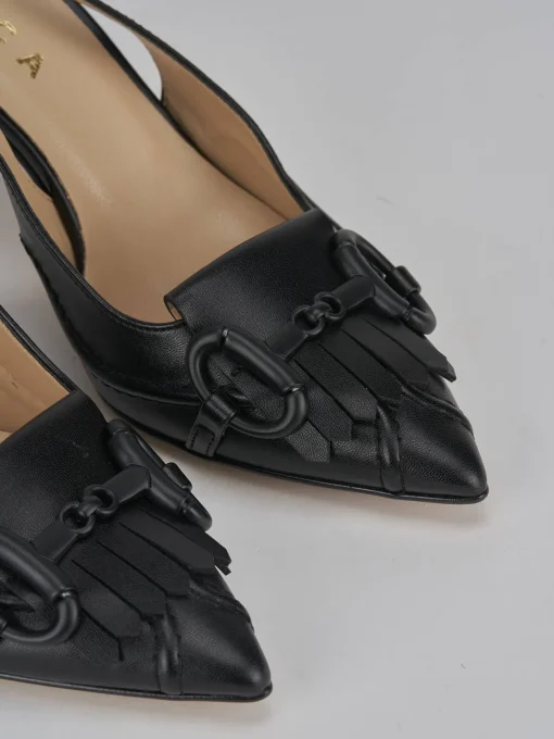 Décolleté e slingback tacco 7cm pelle nero