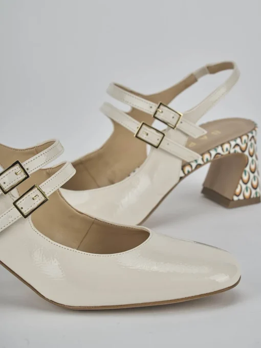 Décolleté e slingback tacco 5cm vernice bianco