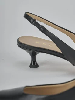 Décolleté e slingback tacco 4cm pelle nero