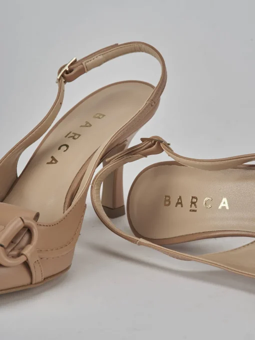 Décolleté e slingback tacco 7cm pelle beige