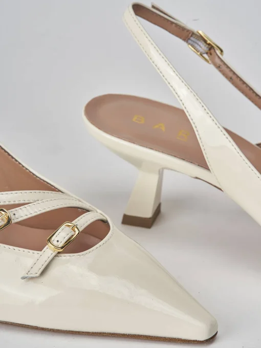 Décolleté e slingback tacco 6cm vernice bianco