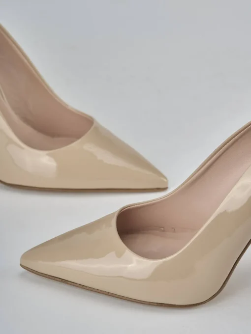 Décolleté e slingback tacco 10cm vernice beige
