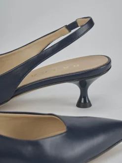 Décolleté e slingback tacco 4cm pelle blu
