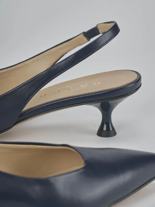 Décolleté e slingback tacco 4cm pelle blu