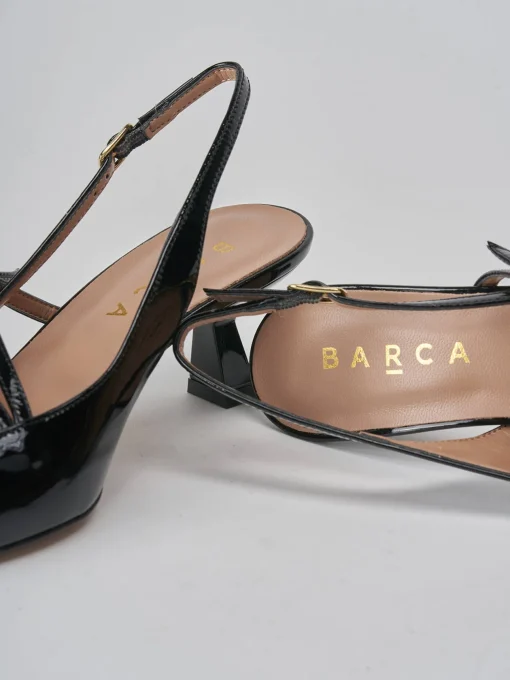 Décolleté e slingback tacco 6cm vernice nero