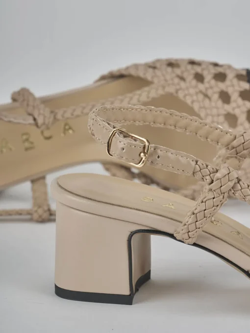 Décolleté e slingback tacco 6cm pelle beige