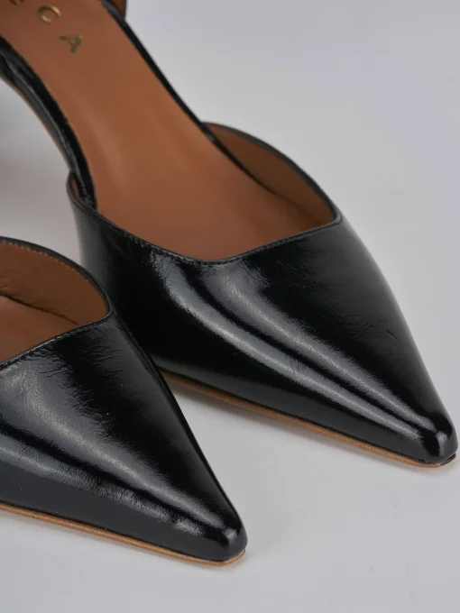 Décolleté e slingback tacco 6cm pelle nero