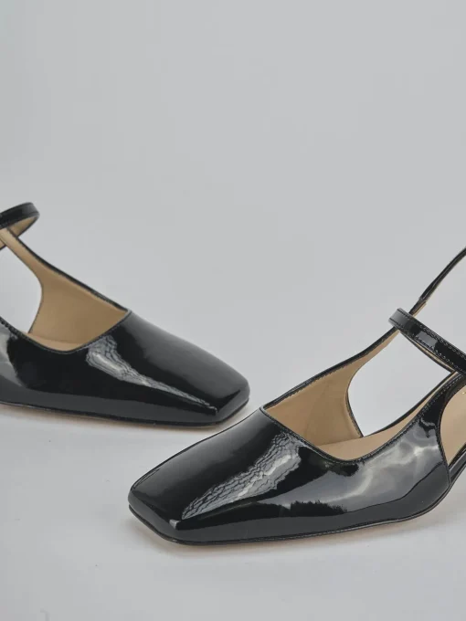 Décolleté e slingback tacco 5cm vernice nero
