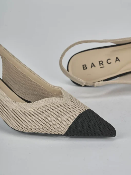 Décolleté e slingback tacco 5cm pelle beige
