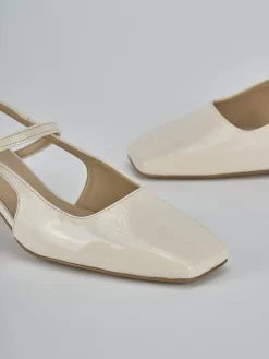 Décolleté e slingback tacco 5cm vernice bianco