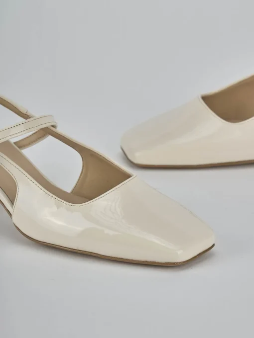 Décolleté e slingback tacco 5cm vernice bianco