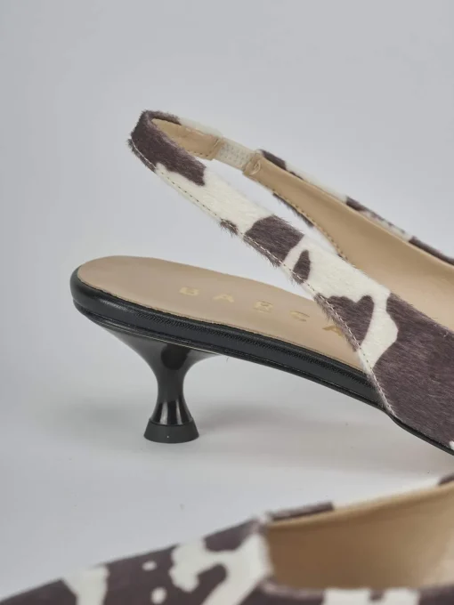 Décolleté e slingback tacco 4cm cavallino bianco