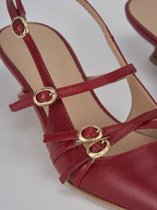 Décolleté e slingback tacco 3cm pelle bordo'
