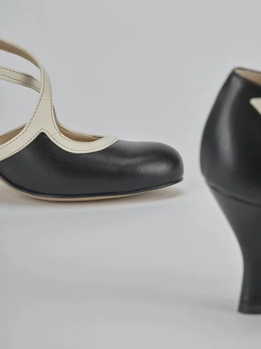 Décolleté e slingback tacco 6cm pelle nero