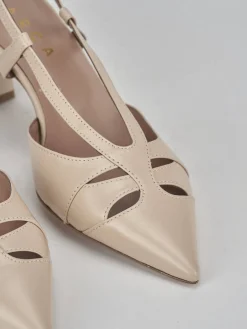 Décolleté e slingback tacco 7cm pelle beige