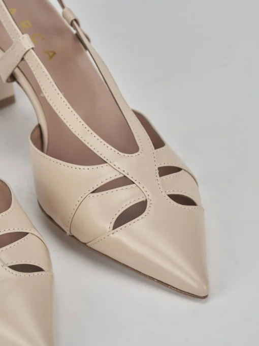Décolleté e slingback tacco 7cm pelle beige