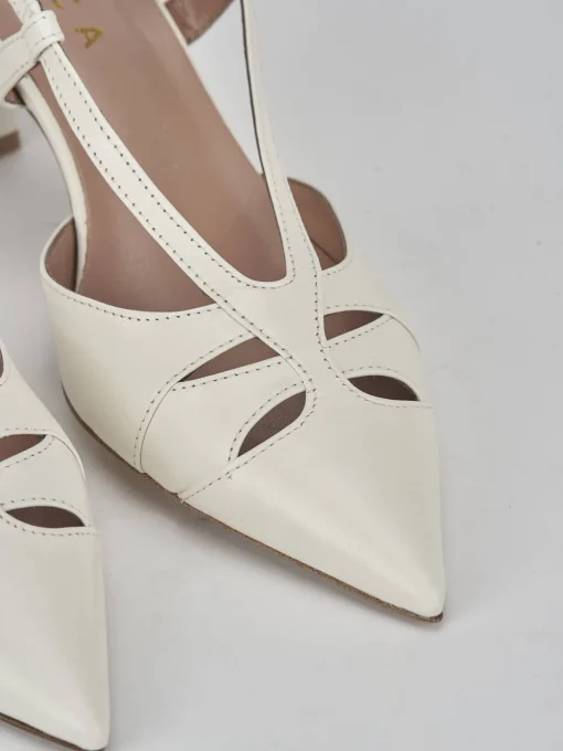 Décolleté e slingback tacco 7cm pelle bianco