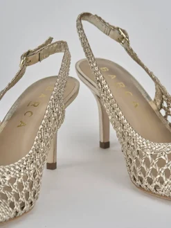 Décolleté e slingback tacco 7cm pelle oro