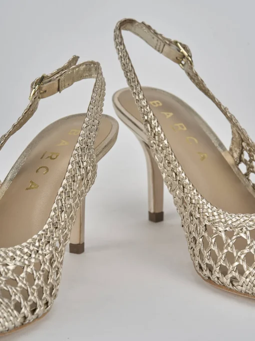 Décolleté e slingback tacco 7cm pelle oro