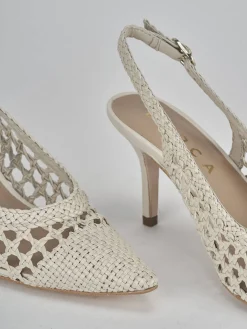 Décolleté e slingback tacco 7cm pelle bianco