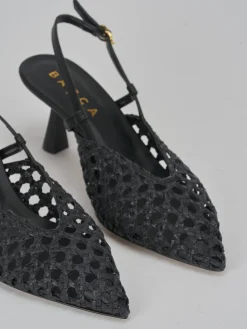 Décolleté e slingback tacco 7cm pelle nero