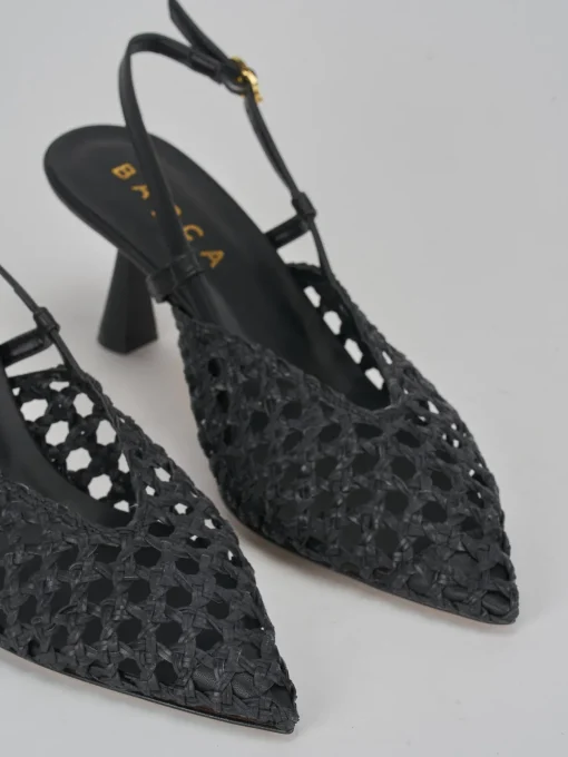 Décolleté e slingback tacco 7cm pelle nero