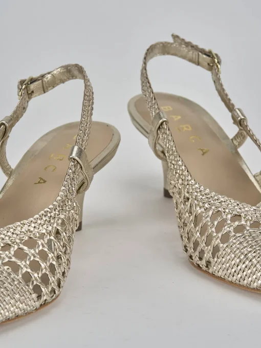 Décolleté e slingback tacco 5cm pelle oro