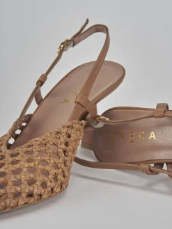 Décolleté e slingback tacco 7cm pelle marrone