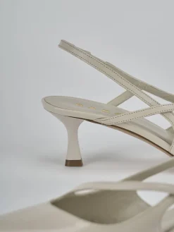 Décolleté e slingback tacco 5cm pelle beige