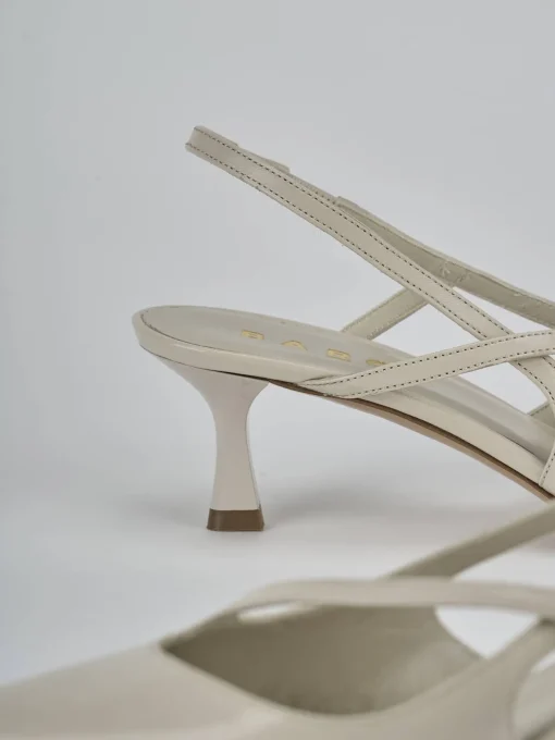 Décolleté e slingback tacco 5cm pelle beige