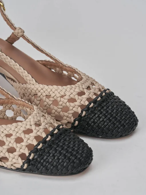 Décolleté e slingback tacco 5cm pelle beige