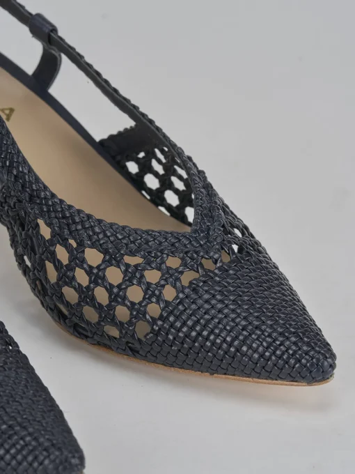Décolleté e slingback tacco 5cm pelle blu