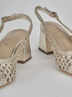 Décolleté e slingback tacco 5cm pelle oro