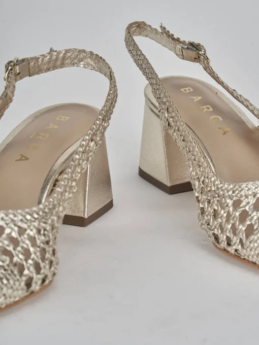 Décolleté e slingback tacco 5cm pelle oro