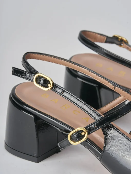 Décolleté e slingback tacco 5cm vernice nero