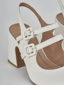Décolleté e slingback tacco 5cm pelle bianco