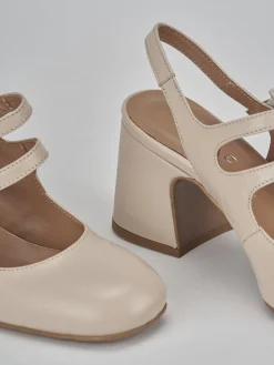 Décolleté e slingback tacco 5cm pelle beige