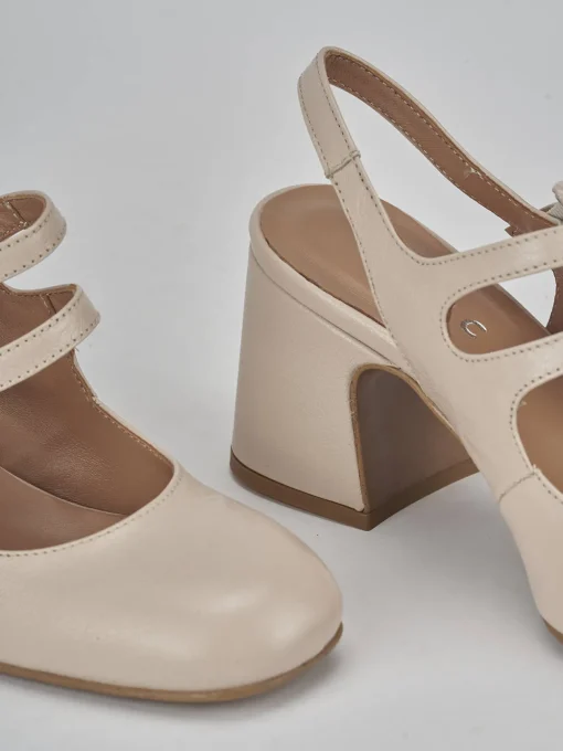 Décolleté e slingback tacco 5cm pelle beige
